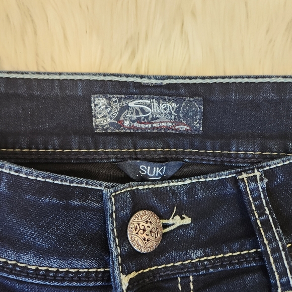 Silver Jeans Suki Mid Slim Jean Dark Wash Short Petite Stretchy Basic Denim - Picture 6 of 12
